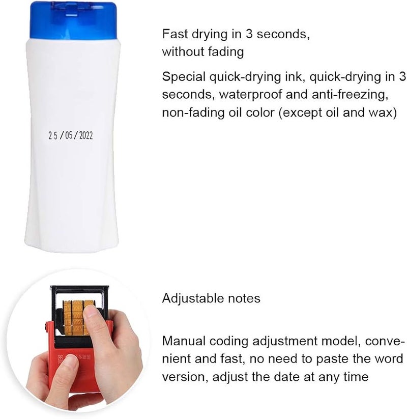 Manual Adjustable D 4 Type Quick Drying Ink Date Printer For Food Bags Labels - Image 2